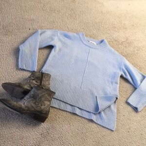 FOR THE REPUBLIC/“SKY BLUE”FRONT SEAM SIDE SLIT CREWNECK/NEW